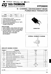 STP3N50XI Datasheet PDF STMicroelectronics
