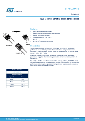 STPSC20H12D Datasheet PDF STMicroelectronics