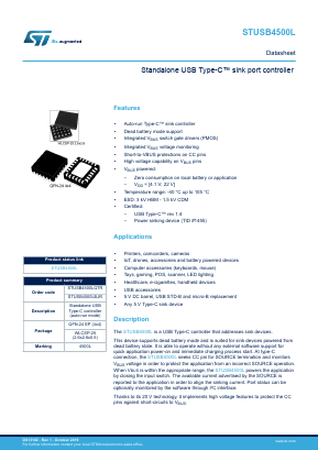 STUSB4500L Datasheet PDF STMicroelectronics
