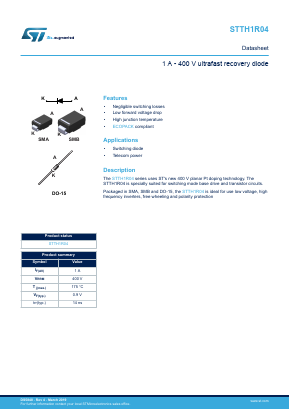 STTH1R04Q Datasheet PDF STMicroelectronics
