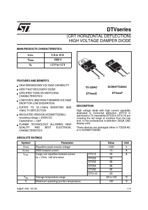 DTV Datasheet PDF STMicroelectronics