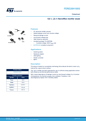 FD20H100S Datasheet PDF STMicroelectronics