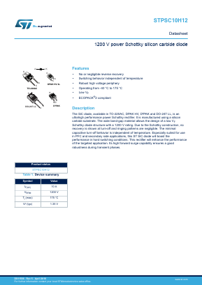 STPSC10H12 Datasheet PDF STMicroelectronics
