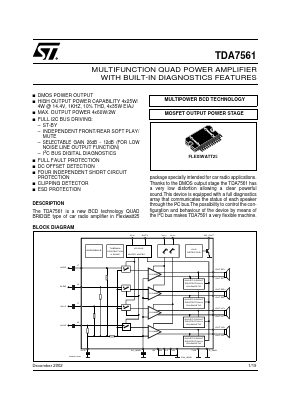 TDA7563 Datasheet PDF STMicroelectronics