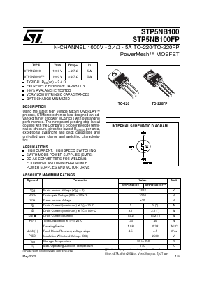 STP5NB100 Datasheet PDF STMicroelectronics
