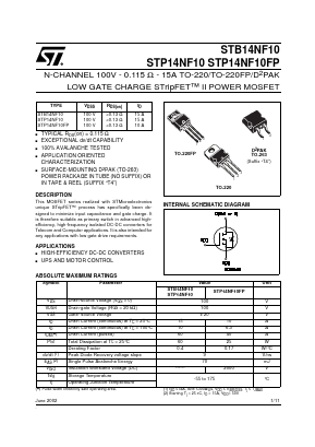 STB14NF10 Datasheet PDF STMicroelectronics