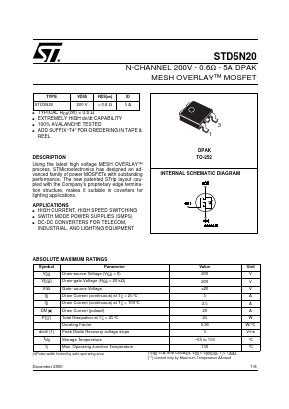 STD5N20 Datasheet PDF STMicroelectronics