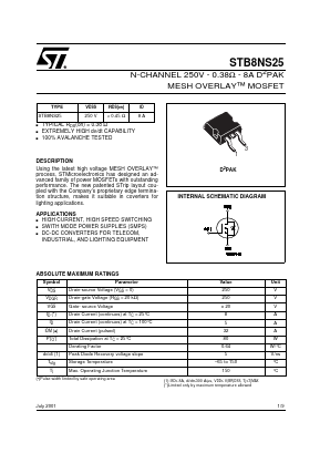 STB8NS25 Datasheet PDF STMicroelectronics