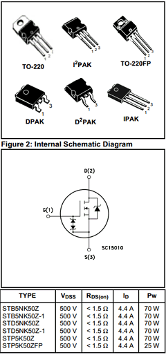STP5K50Z Datasheet PDF STMicroelectronics