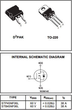 STP45NF06L Datasheet PDF STMicroelectronics