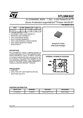 STL5NK65Z Datasheet PDF STMicroelectronics