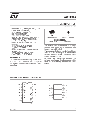 74VHC04T Datasheet PDF STMicroelectronics