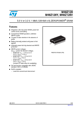 M48Z128V Datasheet PDF STMicroelectronics