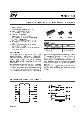 M74HC190 Datasheet PDF STMicroelectronics