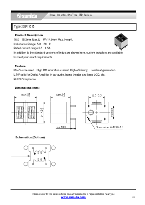 DEPI1615NP-300N Datasheet PDF Sumida Corporation