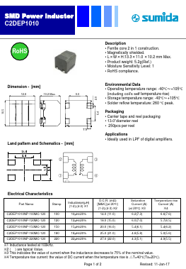 C2DEP1010NP-180MC-120 Datasheet PDF Sumida Corporation