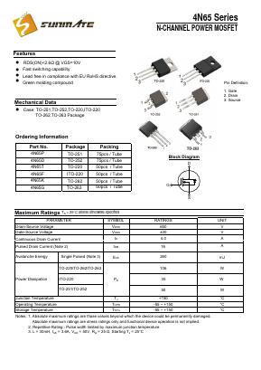 4N65G Datasheet PDF SUNMATE electronic Co., LTD