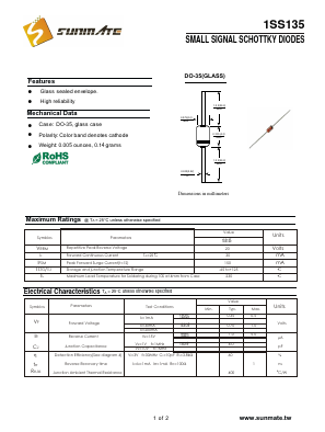 1SS135 Datasheet PDF SUNMATE electronic Co., LTD