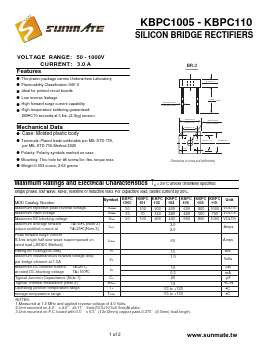 KBPC104 Datasheet PDF SUNMATE electronic Co., LTD