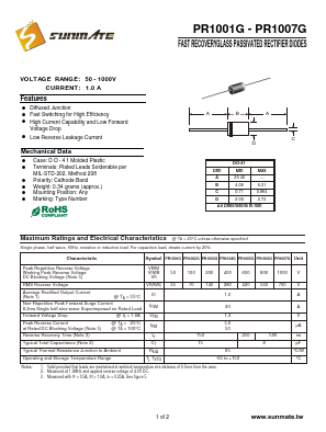 PR1006G Datasheet PDF SUNMATE electronic Co., LTD