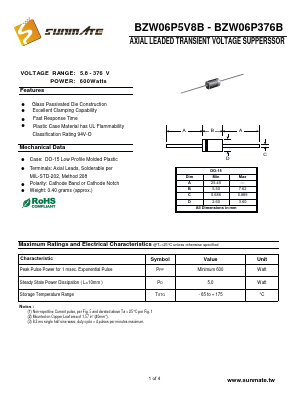 BZW06-10B Datasheet PDF SUNMATE electronic Co., LTD