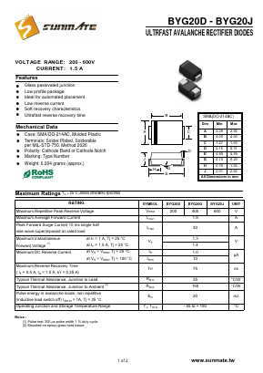 BYG20G Datasheet PDF SUNMATE electronic Co., LTD