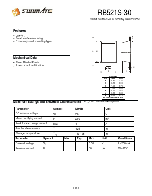 RB521S-30 Datasheet PDF SUNMATE electronic Co., LTD