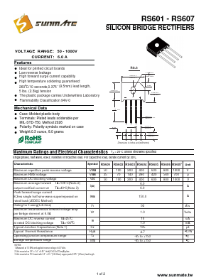 RS604 Datasheet PDF SUNMATE electronic Co., LTD
