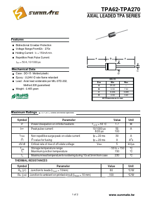 TPA62 Datasheet PDF SUNMATE electronic Co., LTD