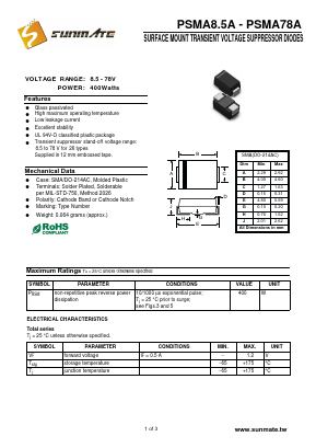 PSMA58A Datasheet PDF SUNMATE electronic Co., LTD