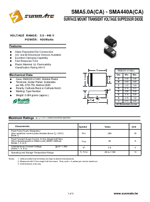 SMA70A Datasheet PDF SUNMATE electronic Co., LTD