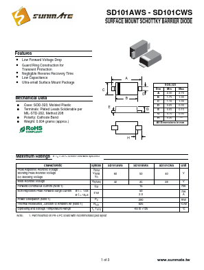 SD101BWS Datasheet PDF SUNMATE electronic Co., LTD
