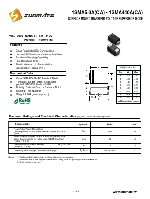 1SMA11C Datasheet PDF SUNMATE electronic Co., LTD