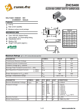 ZHCS400 Datasheet PDF SUNMATE electronic Co., LTD
