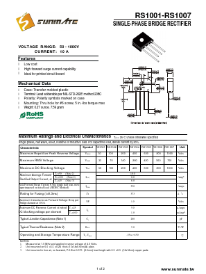 RS1004 Datasheet PDF SUNMATE electronic Co., LTD