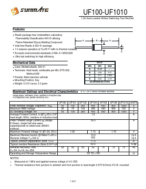 UF102 Datasheet PDF SUNMATE electronic Co., LTD