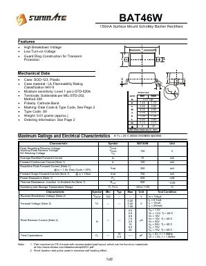 BAT46W Datasheet PDF SUNMATE electronic Co., LTD