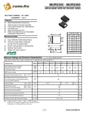 MURS360 Datasheet PDF SUNMATE electronic Co., LTD