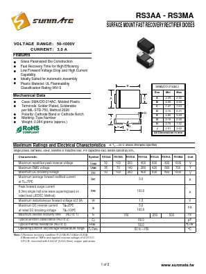 RS3KA Datasheet PDF SUNMATE electronic Co., LTD
