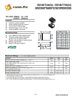 CD214B-T100A Datasheet PDF SUNMATE electronic Co., LTD