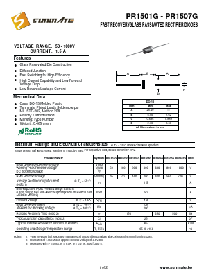 PR1505G Datasheet PDF SUNMATE electronic Co., LTD