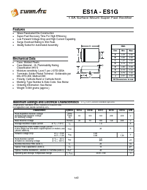 ES1A Datasheet PDF SUNMATE electronic Co., LTD