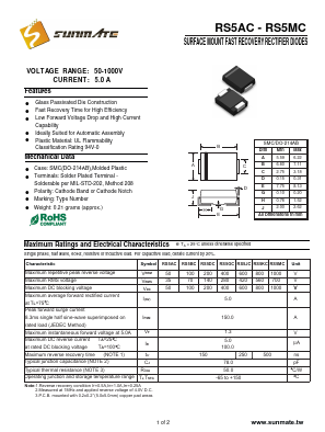 RS5AC Datasheet PDF SUNMATE electronic Co., LTD