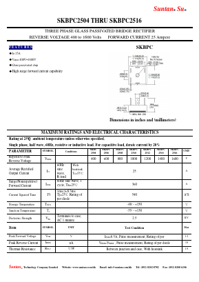 SKBPC2504 Datasheet PDF Suntan Capacitors