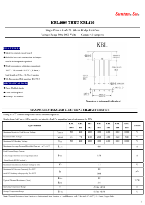 KBL4005 Datasheet PDF Suntan Capacitors
