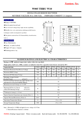 W01 Datasheet PDF Suntan Capacitors