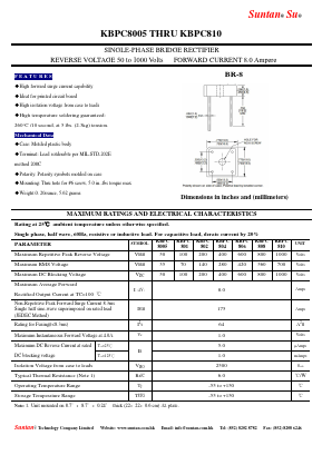 KBPC802 Datasheet PDF Suntan Capacitors
