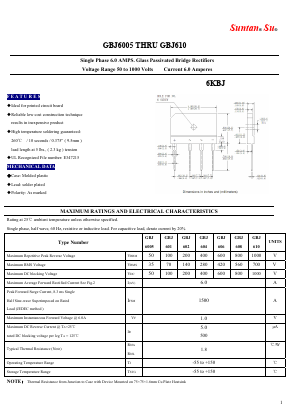 GBJ6005 Datasheet PDF Suntan Capacitors