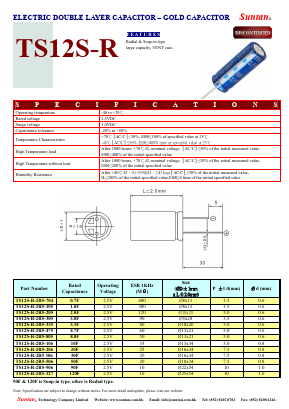 TS12S-R-2R5-205 Datasheet PDF Suntan Capacitors