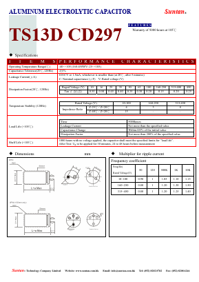 TS13D0-CD297 Datasheet PDF Suntan Capacitors